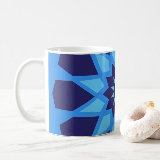 モロッコの青パターン コーヒーマグカップ (ドーナツ)