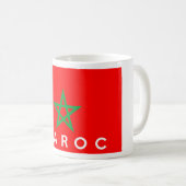 モロッコのmarocの旗の国のフランスのな文字の名前 コーヒーマグカップ (正面右)