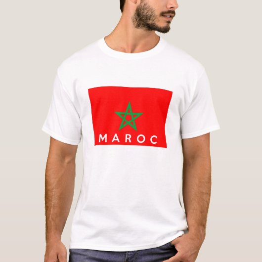 モロッコのmarocの旗の国のフランスのな文字の名前 tシャツ (正面)