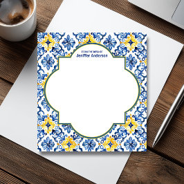 モロッコのZellijパターンブルー&イエロー ノートパッド