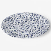 モロッコはっきりしたブルー幾何学模様 ペーパープレート (アングル)