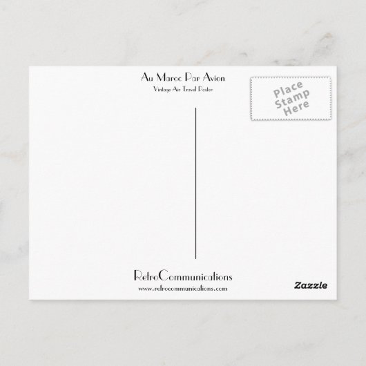 モロッコへ飛行機で ポストカード (裏面)