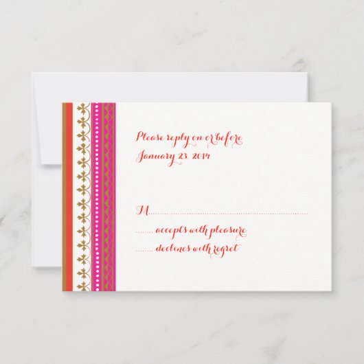 モロッコをテーマにした招待状RSVPカード 出欠カード (正面)