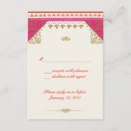 モロッコをテーマにした結婚式招待状rsvp返信カード 出欠カード