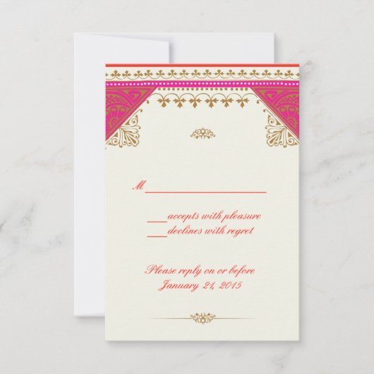 モロッコをテーマにした結婚式招待状rsvp返信カード 出欠カード (正面)
