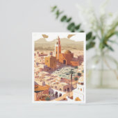 モロッコアフリカアートヴィンテージトラベルイラストレーション ポストカード (スタンド正面)