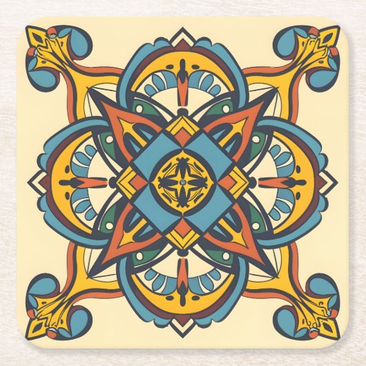モロッコアンダルシアのモザイク スクエアペーパーコースター (正面)