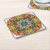 モロッコアンダルシアのモザイク スクエアペーパーコースター (アングル)