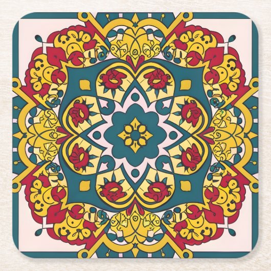 モロッコアンダルシアのモザイク スクエアペーパーコースター (正面)