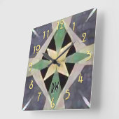 モロッコアールデコろうけつ染め スクエア壁時計 (傾斜)