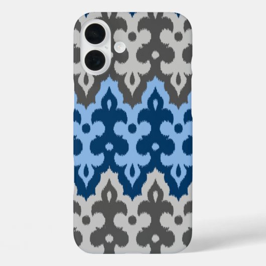モロッコイカットダマスク，青と灰色/灰色 Case-Mate iPhoneケース (裏面)