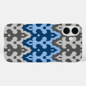 モロッコイカットダマスク，青と灰色/灰色 Case-Mate iPhoneケース (裏面 (横))