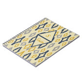 モロッコイカットブルーイエローパーソナライズされた ノートブック (左側)