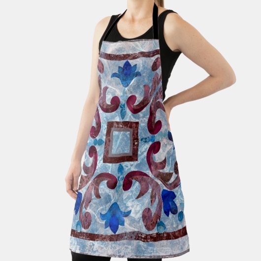 モロッコイタリアンパターン抽象付きヴィンテージタイル エプロン (インサイチュ)