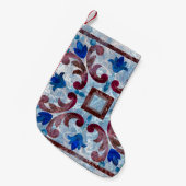 モロッコイタリアンパターン抽象付きヴィンテージタイル スモールクリスマスストッキング (正面 (吊り時))