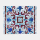 モロッコイタリアンパターン抽象付きヴィンテージタイル フリースブランケット (正面(横))