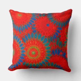 モロッコエキゾチック赤オレンジティール（緑がかった色）グリーンフローラ クッション