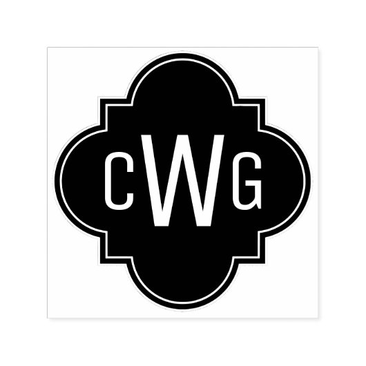 モロッコエレガントクローバー3イニシャルモノグラム セルフインキングスタンプ (デザイン)