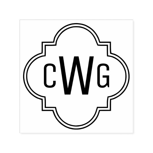 モロッコエレガントクローバー3イニシャルモノグラム#2 セルフインキングスタンプ (デザイン)