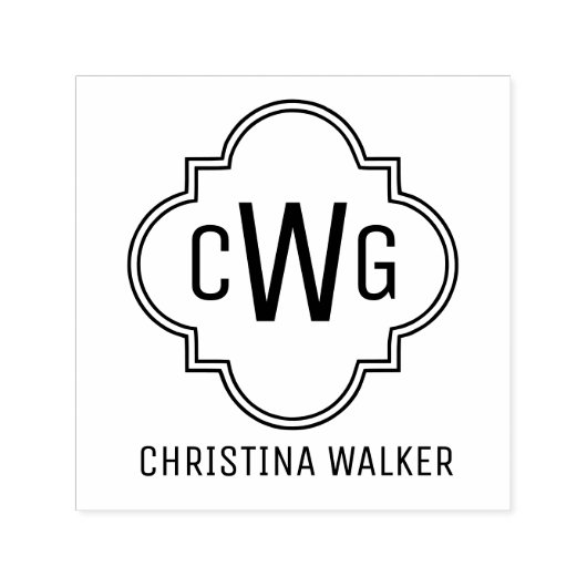 モロッコエレガントクローバー3イニシャル名 セルフインキングスタンプ (デザイン)