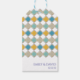 モロッコエレガントタイルブルー結婚イエロー ギフトタグ