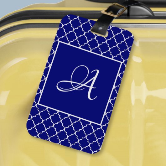 モロッコエレガントダマスク海軍ブルーモノグラム ラゲッジタグ