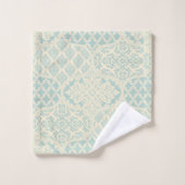 モロッコオニオンパターンで氷河の青とクリーム バスタオルセット (ウォッシュタオル)