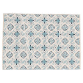 モロッコオーナメントブルークリームエスニックスタイリッシュイースト ラージペーパーバッグ (裏面)