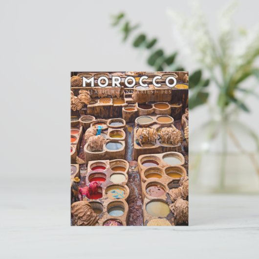 モロッコカラフルフェスメディナレザータンネリー ポストカード (スタンド正面)