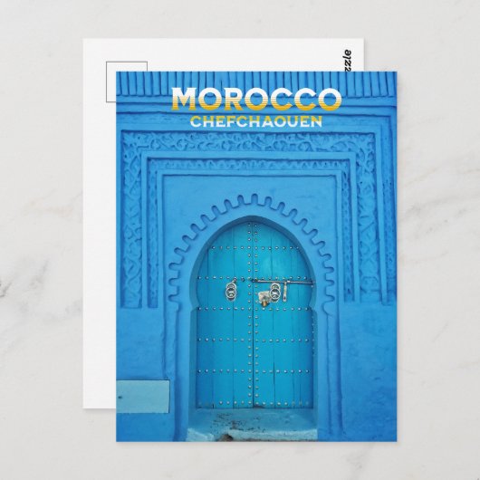 モロッコカラフル北メディナブルーオールドシティ ポストカード (正面/裏面)
