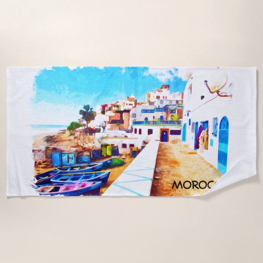 モロッコカラフル旅行水の色 ビーチタオル (正面)