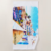 モロッコカラフル旅行水の色 ビーチタオル (正面)