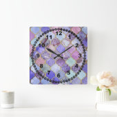 モロッコガラスタイル スクエア壁時計 (ホーム)