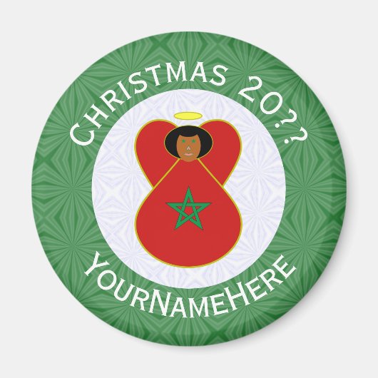 モロッコクリスマスエンジェルパーソナライズされた国旗 マグネット (正面)