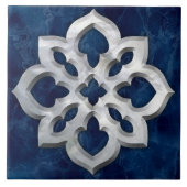 モロッコクローバーブルーマーブルアンドパール タイル (正面)