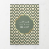 モロッコクローバーボホセージグリーンアー結婚チズ 三つ折り招待状 (カバー)