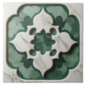モロッコクローバーミュート緑と白の大理石 タイル (正面)