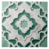 モロッコクローバーミュート緑と白の大理石 タイル (正面)