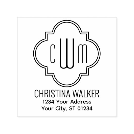 モロッコクローバー3イニシャル名# Retアドレス セルフインキングスタンプ (デザイン)