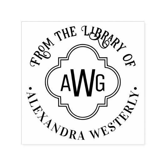 モロッコクローバー3イニシャル図書名 セルフインキングスタンプ (デザイン)