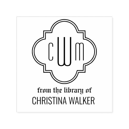 モロッコクローバー3イニシャル図書名#2 セルフインキングスタンプ (デザイン)