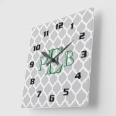 モロッコスタイリッシュクローバー模様モノグラム スクエア壁時計 (傾斜)
