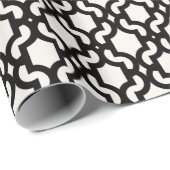 モロッコスタイリッシュブラッククローバー格子パターン ラッピングペーパー (ロールコーナー)