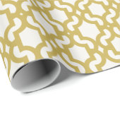 モロッコスタイリッシュ金ゴールドクローバー格子パターン ラッピングペーパー (ロールコーナー)
