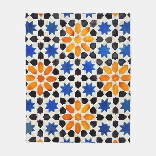 モロッコスタイルのタイルのアラビアモザイク フリースブランケット (正面)