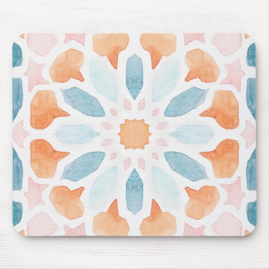 モロッコスタイルブルーとオレンジのスタイル2 マウスパッド (正面)