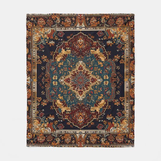 モロッコスタイル赤青 フリースブランケット (正面)