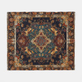 モロッコスタイル赤青 フリースブランケット (正面(横))