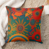 モロッコスタイル金ゴールド赤オレンジティール(緑がかった色)ブルーマンデラ2 クッション (ブランケット)