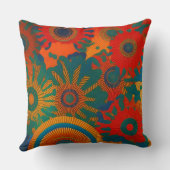 モロッコスタイル金ゴールド赤オレンジティール(緑がかった色)ブルーマンデラ2 クッション (裏面)